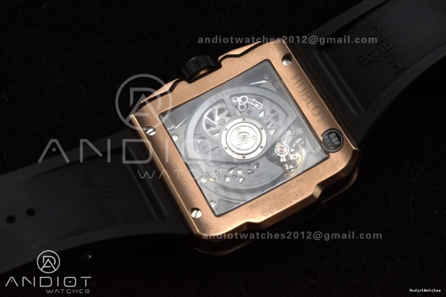 Unico on Dial Rubber Skeleton Bezel Square 42mm Black Affordable A Ceramic 1116 RG 1:1 BBF Bang Best Strap Edition 0107